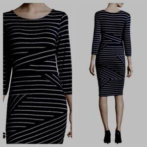 Belle & Sky Blue and silver body con dress ~ Knit ~ Size L